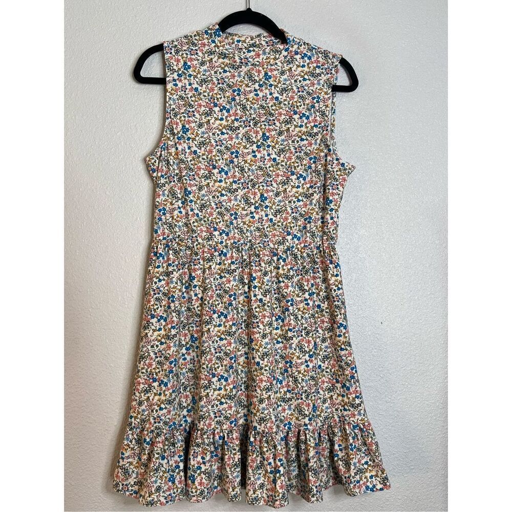 As U Wish high neck floral stretch knit slinky ruffled mini dress sz large